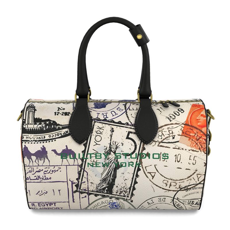 Vintage Stamp Leather Duffle Bag