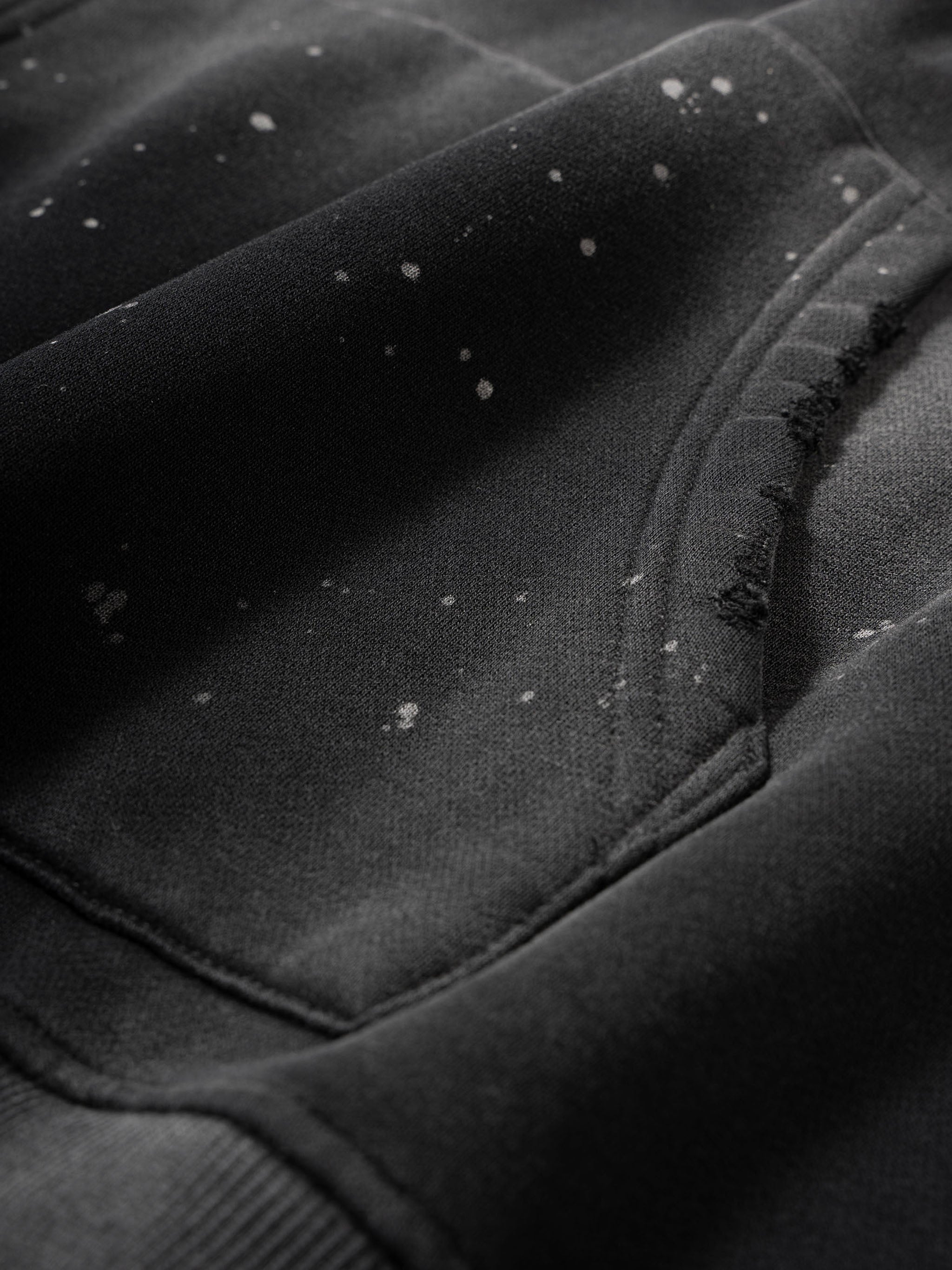 Basic Logo Vintage Washed Frayed Fleece Hoodie