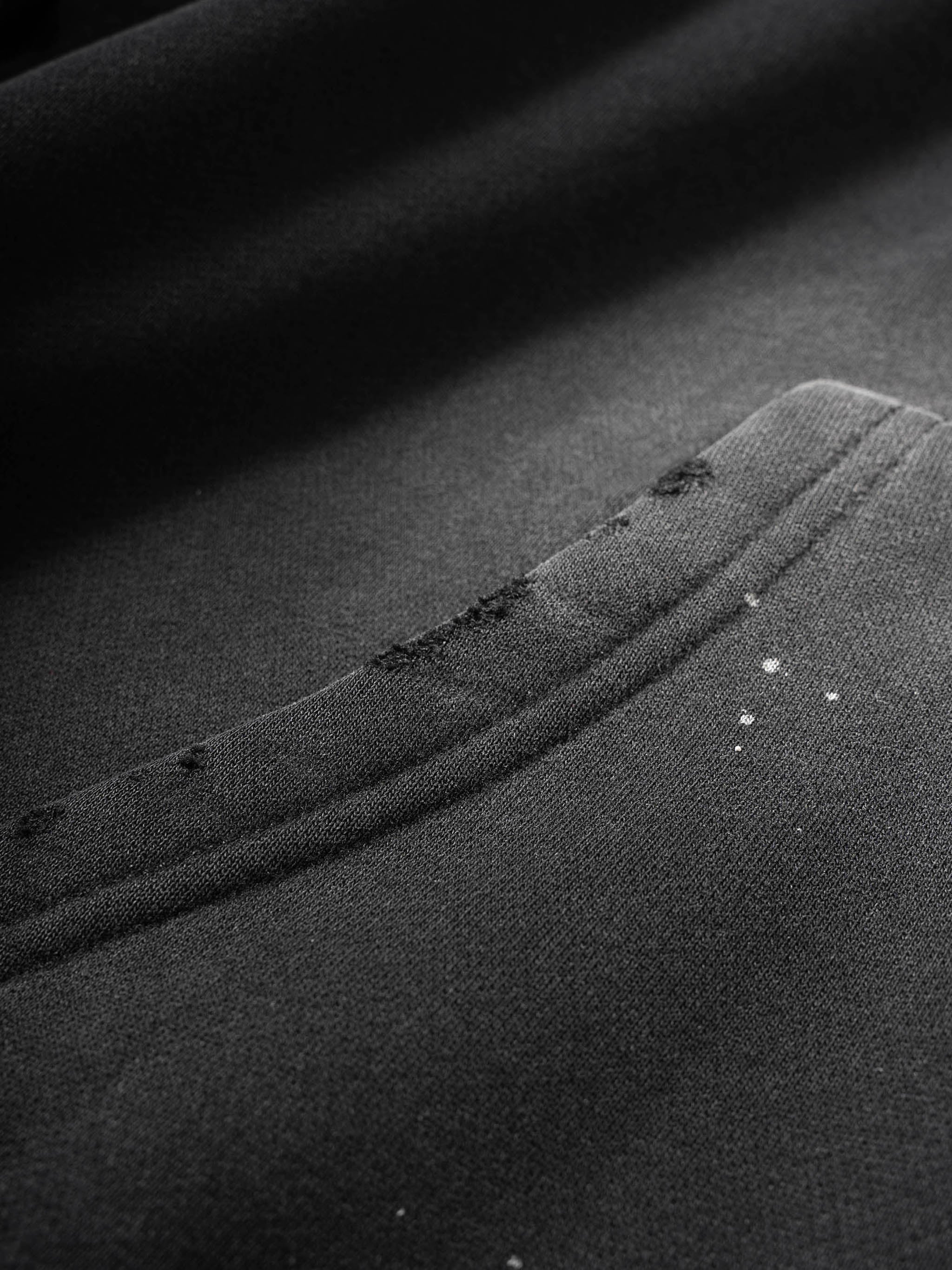 Basic Logo Vintage Washed Frayed Fleece Hoodie