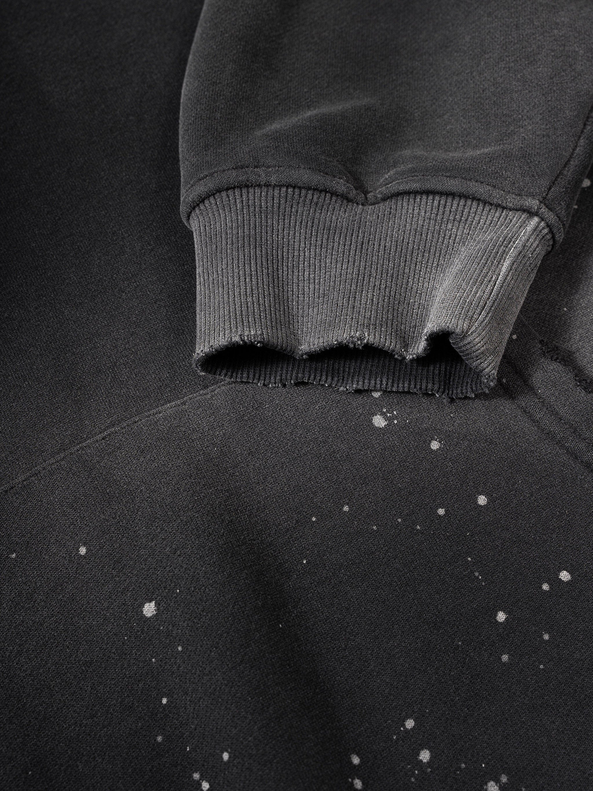 Basic Logo Vintage Washed Frayed Fleece Hoodie